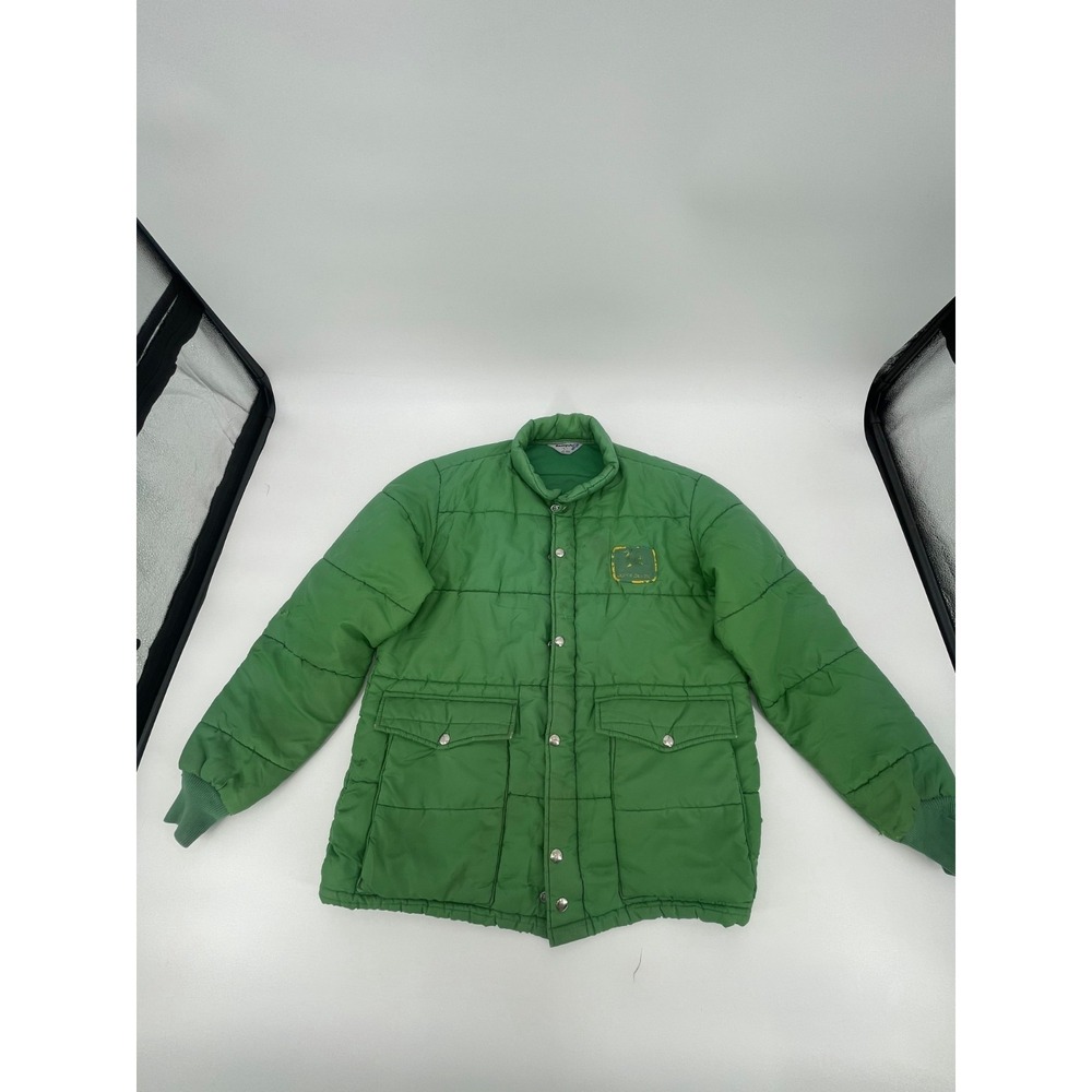 Vintage Swingster Jacket Womens Large Green Lined Ribbed Trim Mock Neck Full Zip